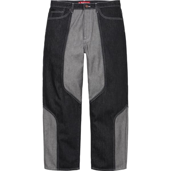 Supreme 2-Tone Paneled Baggy Jean - Black (front)