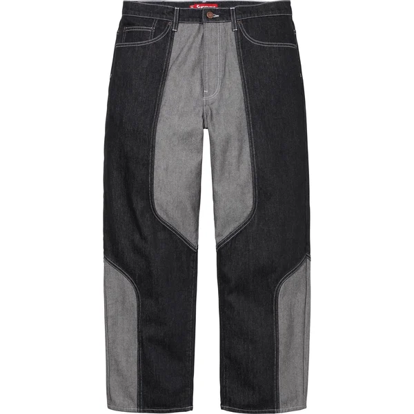 Supreme 2-Tone Paneled Baggy Jean - Black (front)