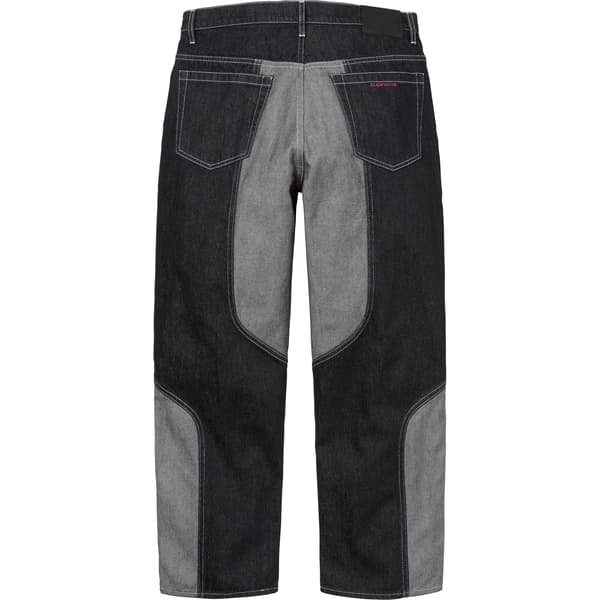 Supreme 2-Tone Paneled Baggy Jean - Black (front)