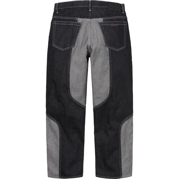 Supreme 2-Tone Paneled Baggy Jean - Black (front)