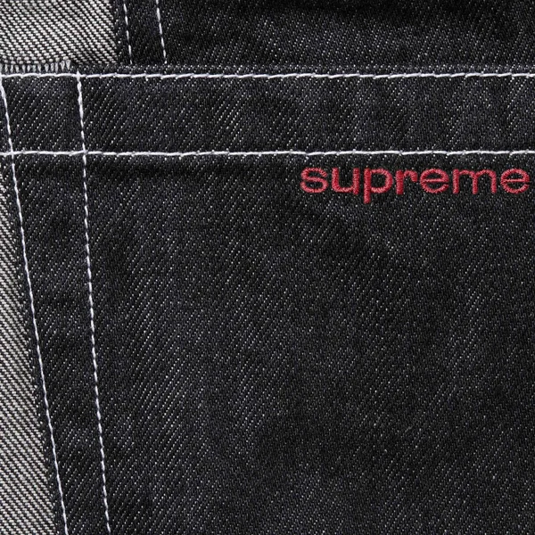 Supreme 2-Tone Paneled Baggy Jean - Black (front)