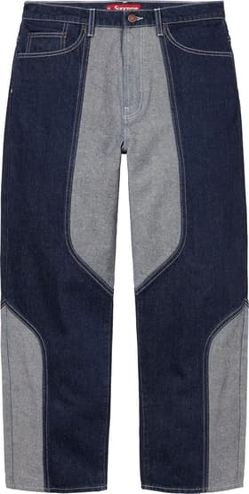 Supreme 2-Tone Paneled Baggy Jean Blue