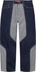 Supreme 2-Tone Paneled Baggy Jean - Blue (front)