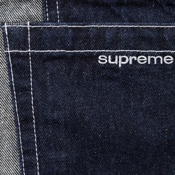 Supreme 2-Tone Paneled Baggy Jean - Blue (front)