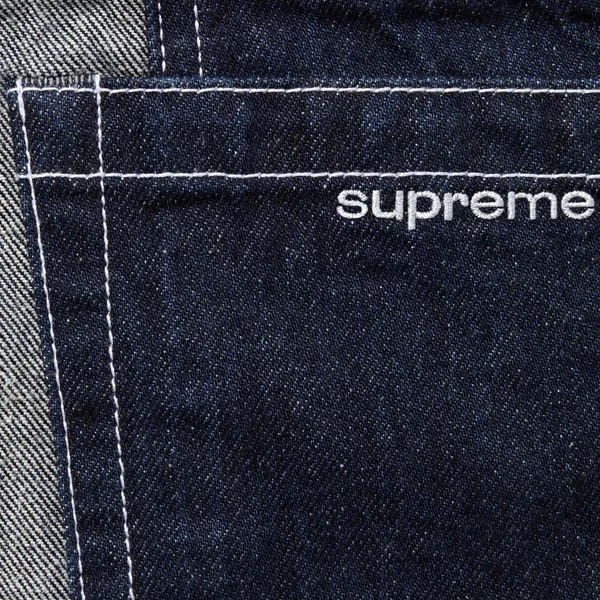 Supreme 2-Tone Paneled Baggy Jean - Blue (front)