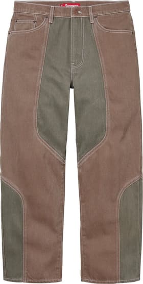 Supreme 2-Tone Paneled Baggy Jean Brown