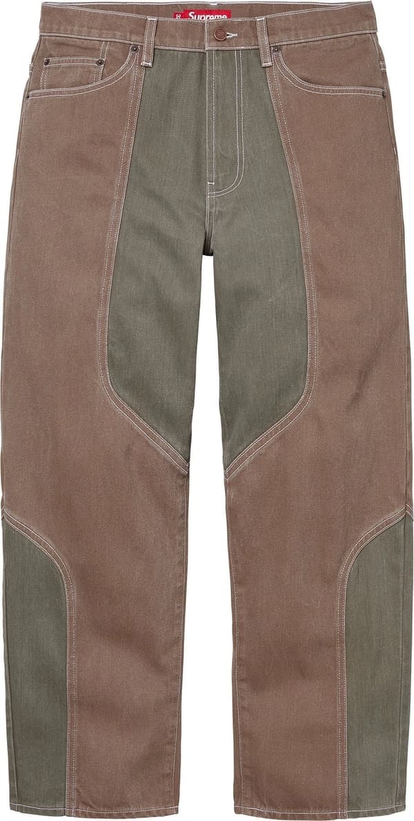 Supreme 2-Tone Paneled Baggy Jean - Brown (front)