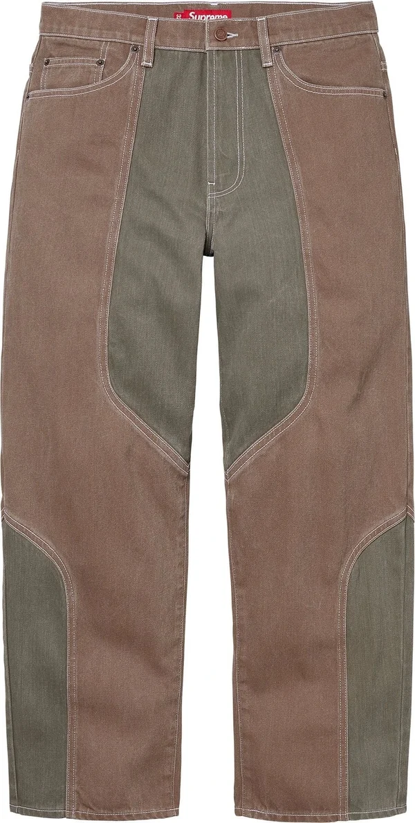 Supreme 2-Tone Paneled Baggy Jean - Brown (front)