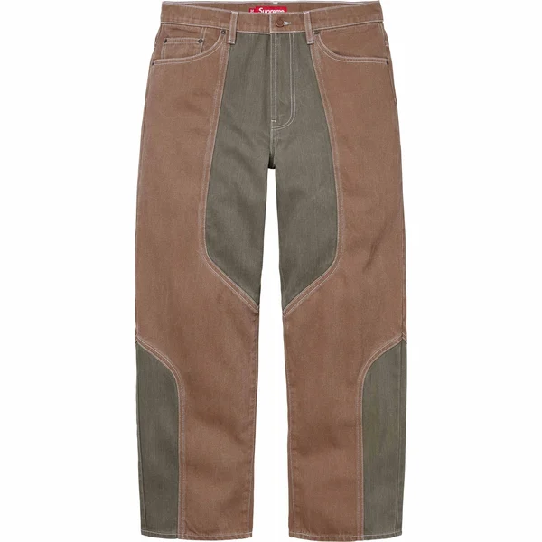 Supreme 2-Tone Paneled Baggy Jean - Brown (front)
