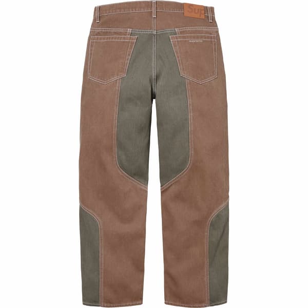 Supreme 2-Tone Paneled Baggy Jean - Brown (front)