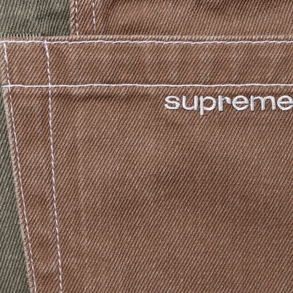Supreme 2-Tone Paneled Baggy Jean - Brown (front)