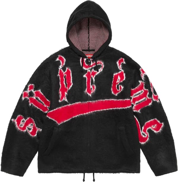 Supreme Accent Brushed Zip Up Hooded Sweater - Black (front)