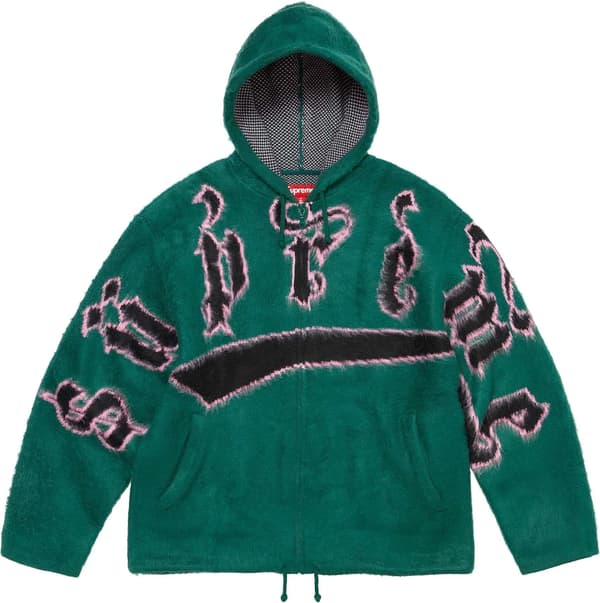 Supreme Accent Brushed Zip Up Hooded Sweater - Green (front)