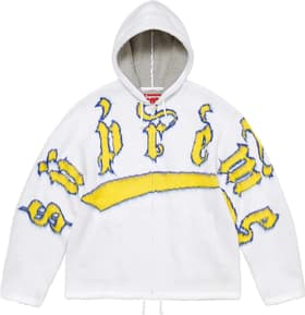 Supreme Accent Brushed Zip Up Hooded Sweater White