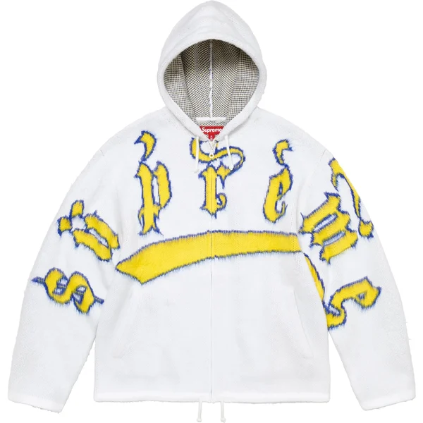 Supreme Accent Brushed Zip Up Hooded Sweater - White (front)