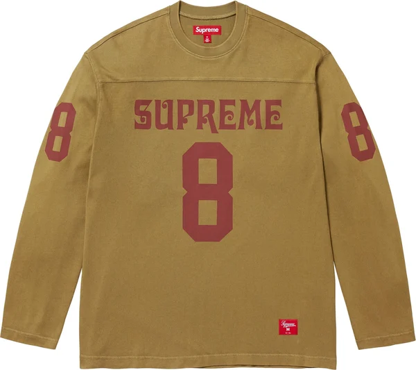 Supreme Affiliated L/S Football Top - Light Olive (front)