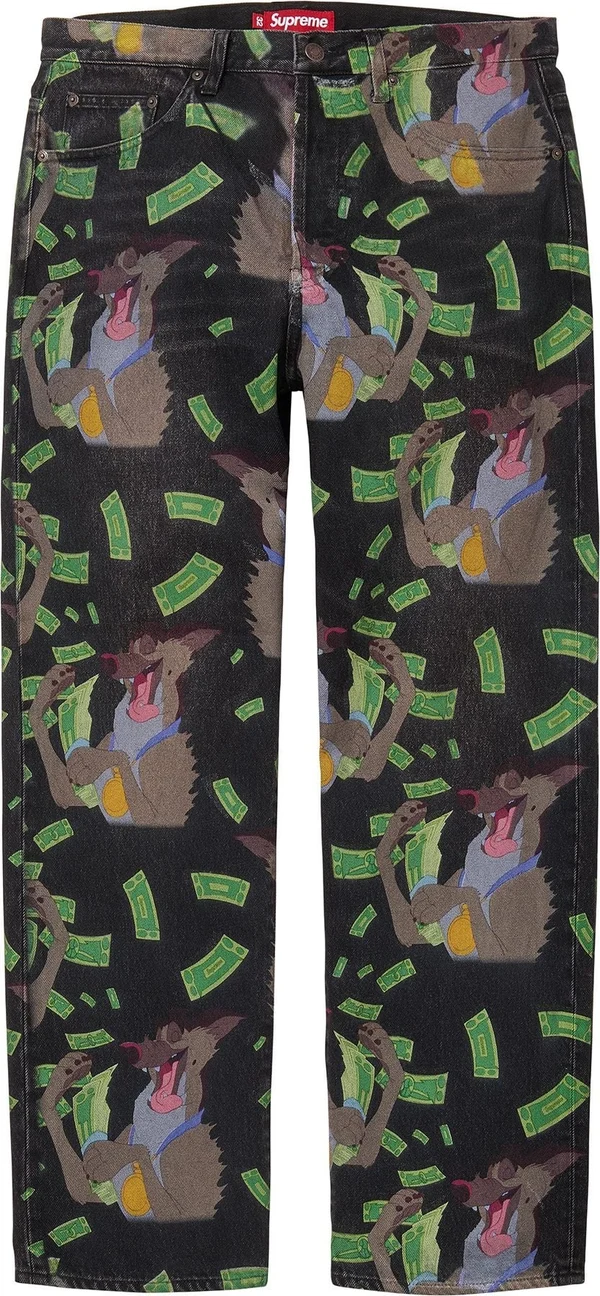 Supreme All Dogs Go To Heaven Loose Fit Jean - Washed Black (front)