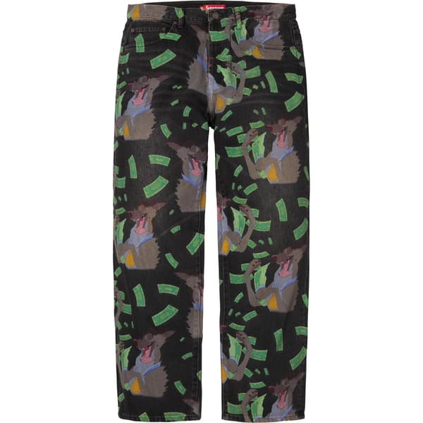 Supreme All Dogs Go To Heaven Loose Fit Jean - Washed Black (front)