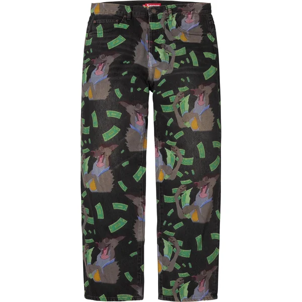 Supreme All Dogs Go To Heaven Loose Fit Jean - Washed Black (front)