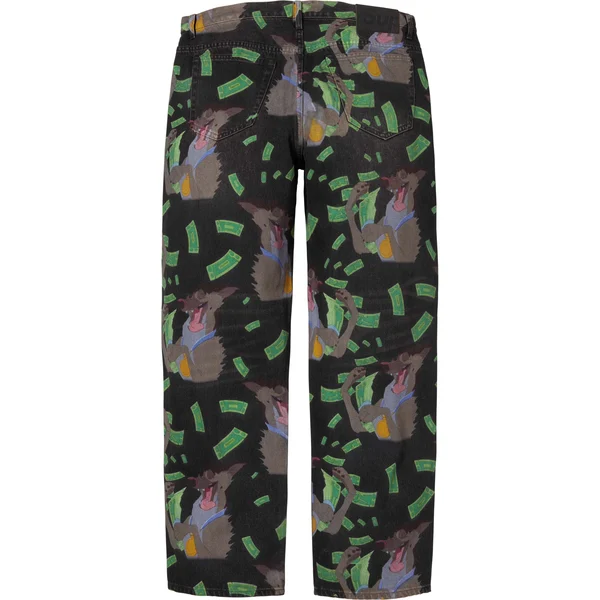 Supreme All Dogs Go To Heaven Loose Fit Jean - Washed Black (front)