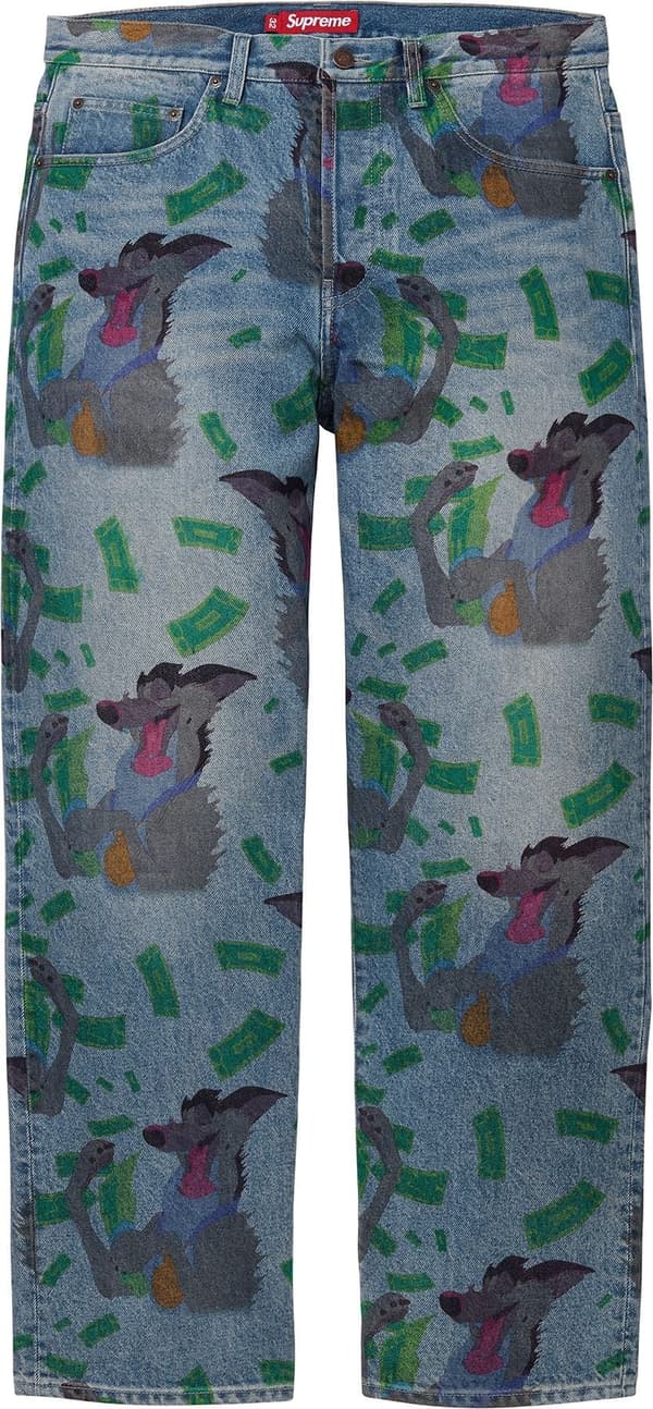 Supreme All Dogs Go To Heaven Loose Fit Jean - Washed Indigo (front)