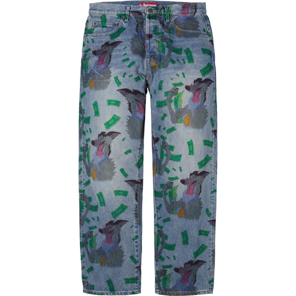 Supreme All Dogs Go To Heaven Loose Fit Jean - Washed Indigo (front)