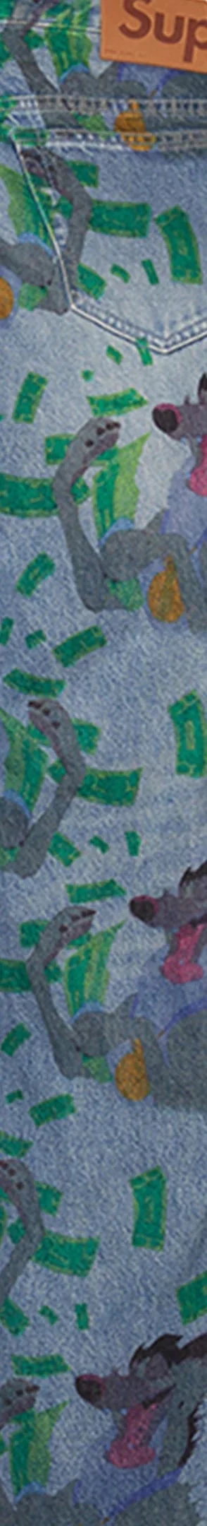 Supreme All Dogs Go To Heaven Loose Fit Jean - Washed Indigo (front)