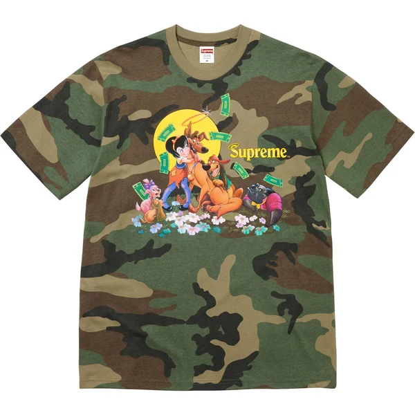 Supreme All Dogs Go To Heaven Tee - Woodland Camo (front)