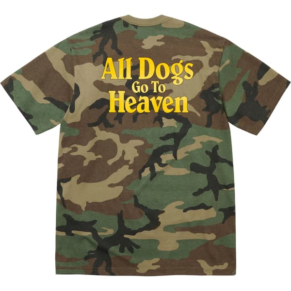 Supreme All Dogs Go To Heaven Tee - Woodland Camo (front)