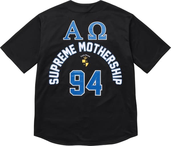 Supreme Alpha Omega Baseball Jersey - Black (front)