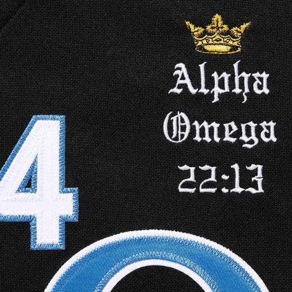 Supreme Alpha Omega Baseball Jersey - Black (front)