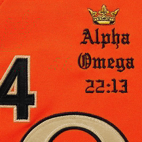Supreme Alpha Omega Baseball Jersey - Orange (front)