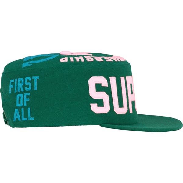 Supreme Alpha Omega Pillbox Hat - Dark Green (front)