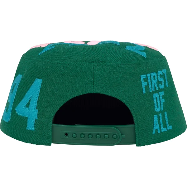 Supreme Alpha Omega Pillbox Hat - Dark Green (front)