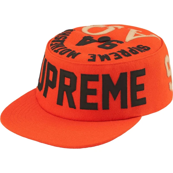 Supreme Alpha Omega Pillbox Hat - Orange (front)