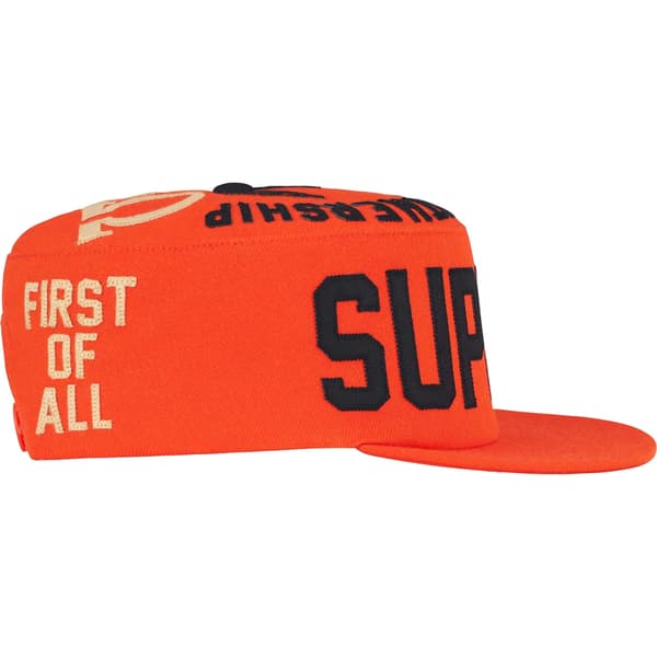 Supreme Alpha Omega Pillbox Hat - Orange (front)
