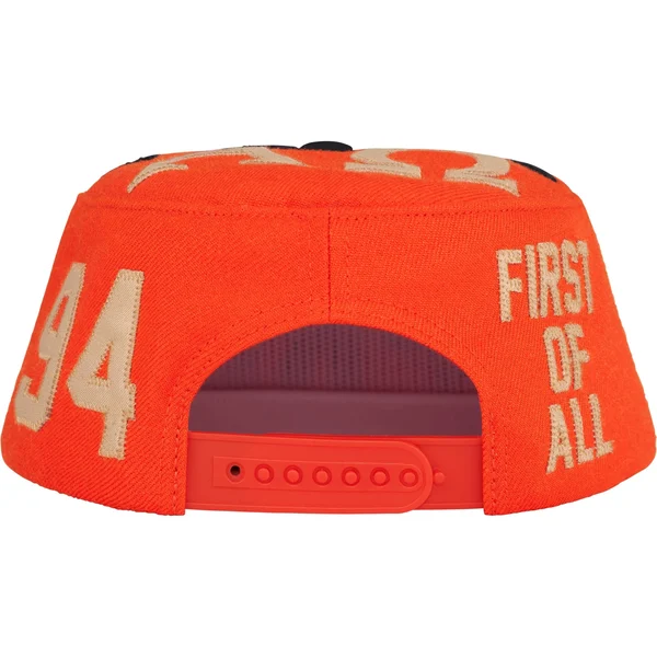 Supreme Alpha Omega Pillbox Hat - Orange (front)