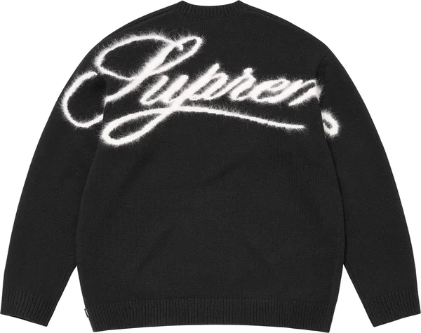 Supreme Angora Script Sweater - Black (front)