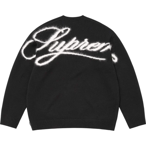 Supreme Angora Script Sweater - Black (front)