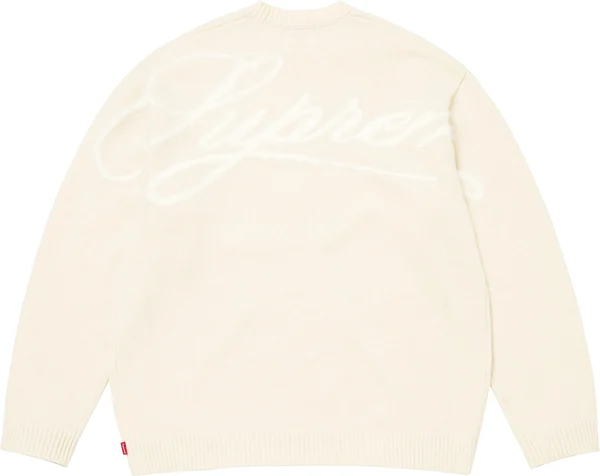 Supreme Angora Script Sweater - Ivory (front)