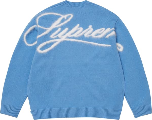 Supreme Angora Script Sweater - Light Blue (front)