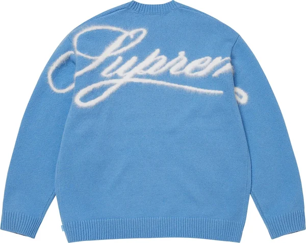 Supreme Angora Script Sweater - Light Blue (front)