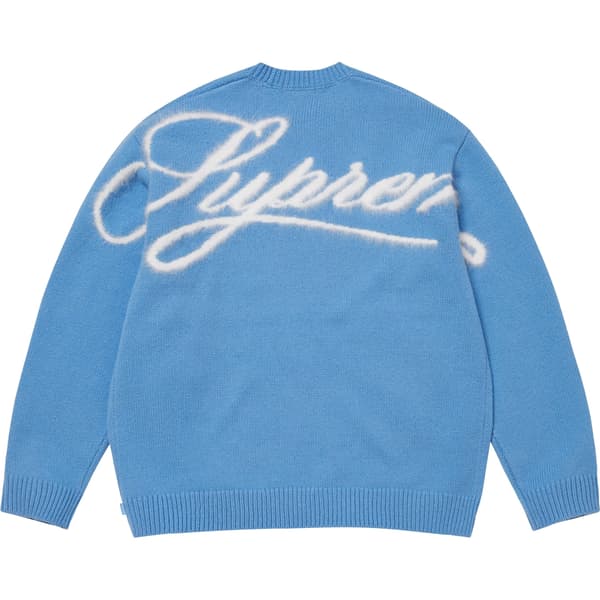 Supreme Angora Script Sweater - Light Blue (front)