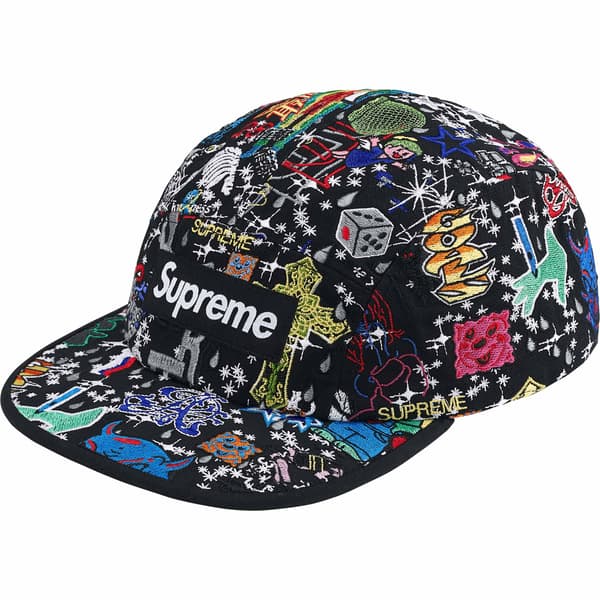 Supreme AOI Embroidered Camp Cap - Black (front)