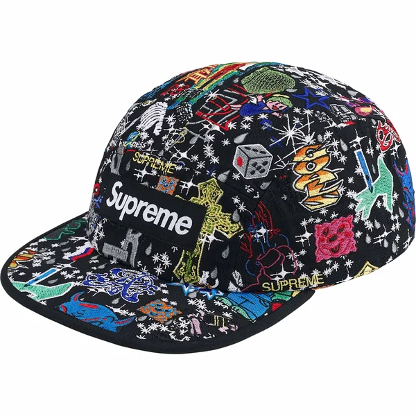 Supreme AOI Embroidered Camp Cap - Black (front)