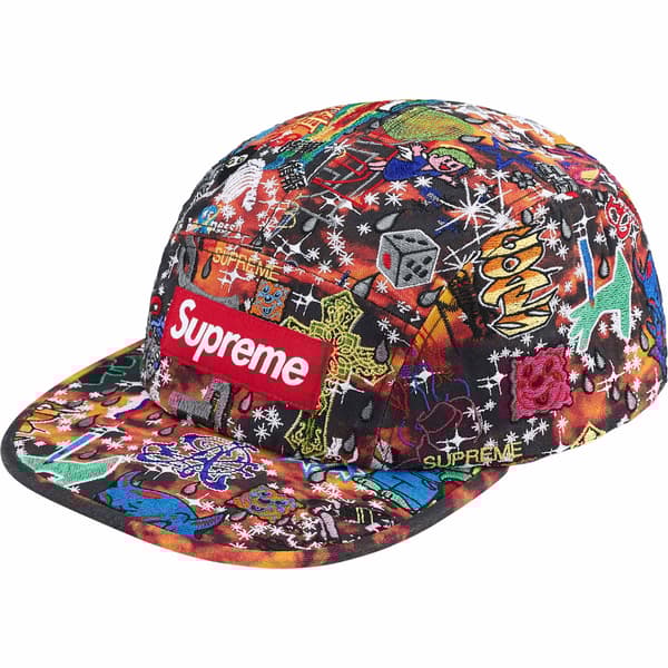 Supreme AOI Embroidered Camp Cap - Flames (front)