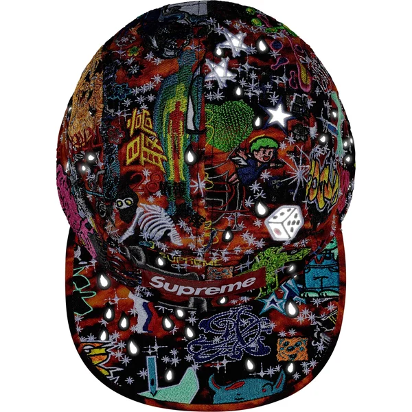 Supreme AOI Embroidered Camp Cap - Flames (front)