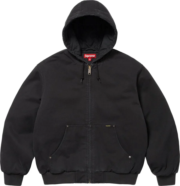 Supreme AOI Embroidered Hooded Work Jacket - Black (front)
