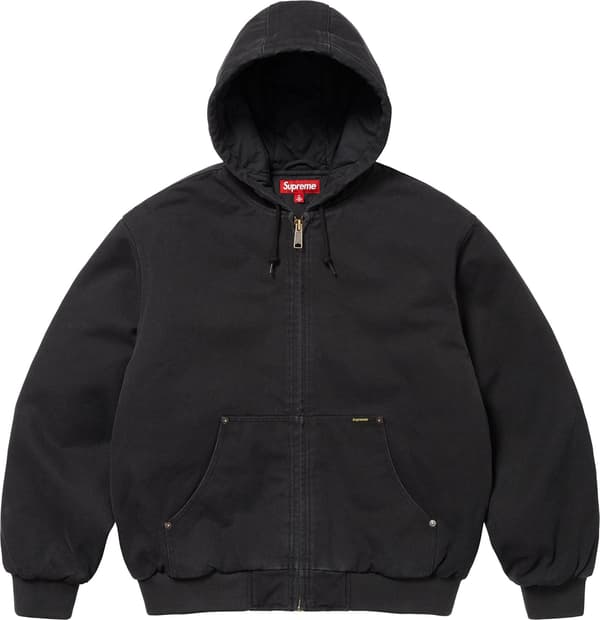 Supreme AOI Embroidered Hooded Work Jacket - Black (front)