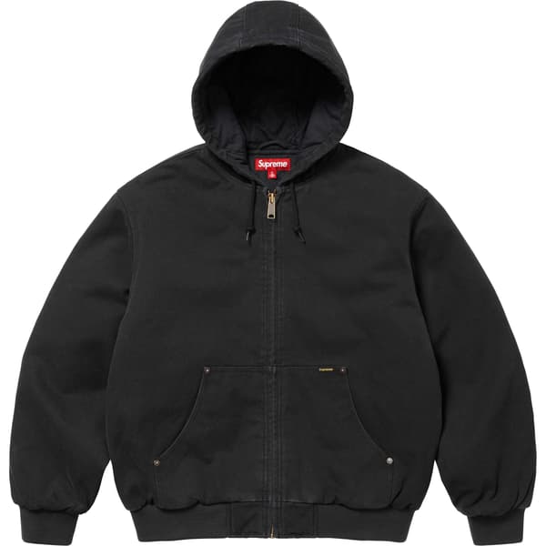 Supreme AOI Embroidered Hooded Work Jacket - Black (front)